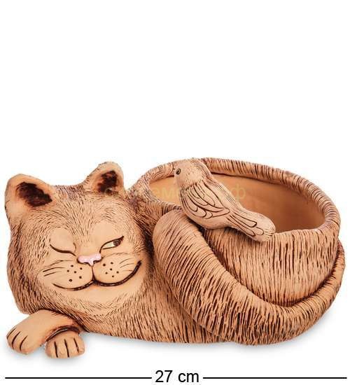 Кот счастливый керамическое кашпо